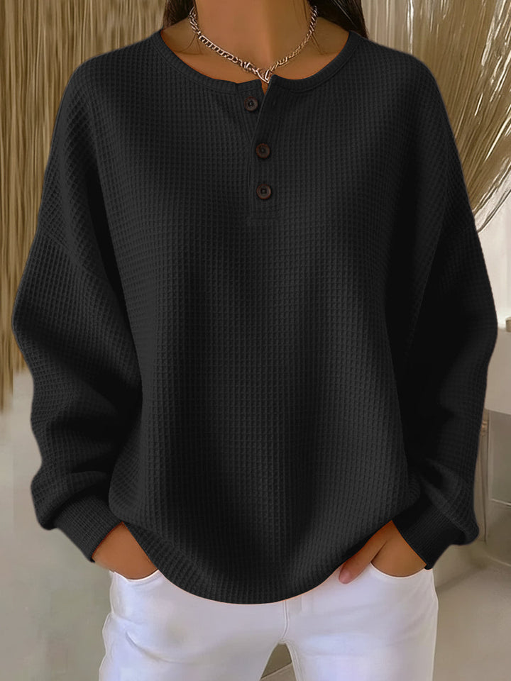 Annelie™ | Stilren Henley-blus med mjuk känsla