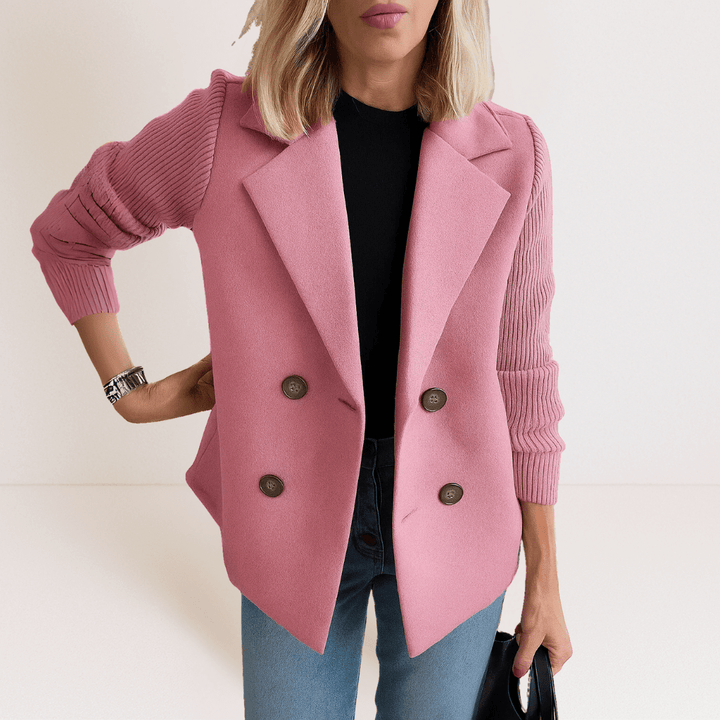 Martine™ - Elegant Jacka med Stickade Ärmar