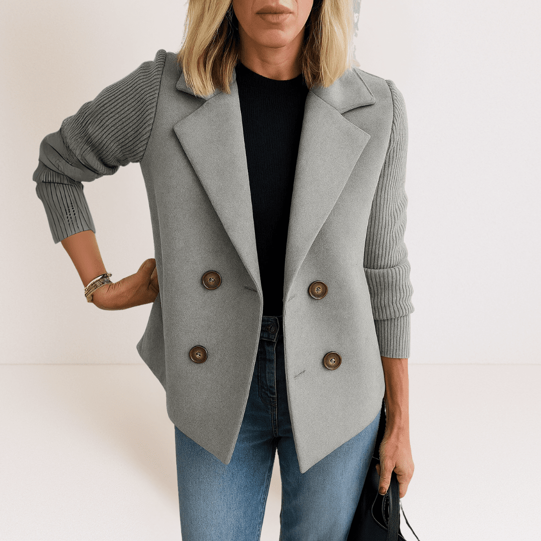 Martine™ - Elegant Jacka med Stickade Ärmar