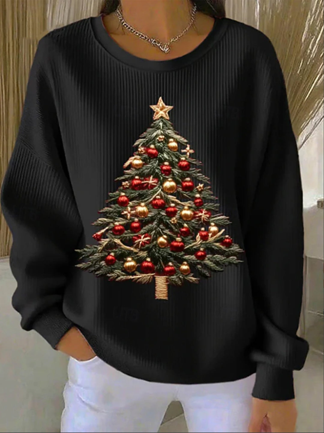 Kvinnors jultryck Casual Sweatshirt